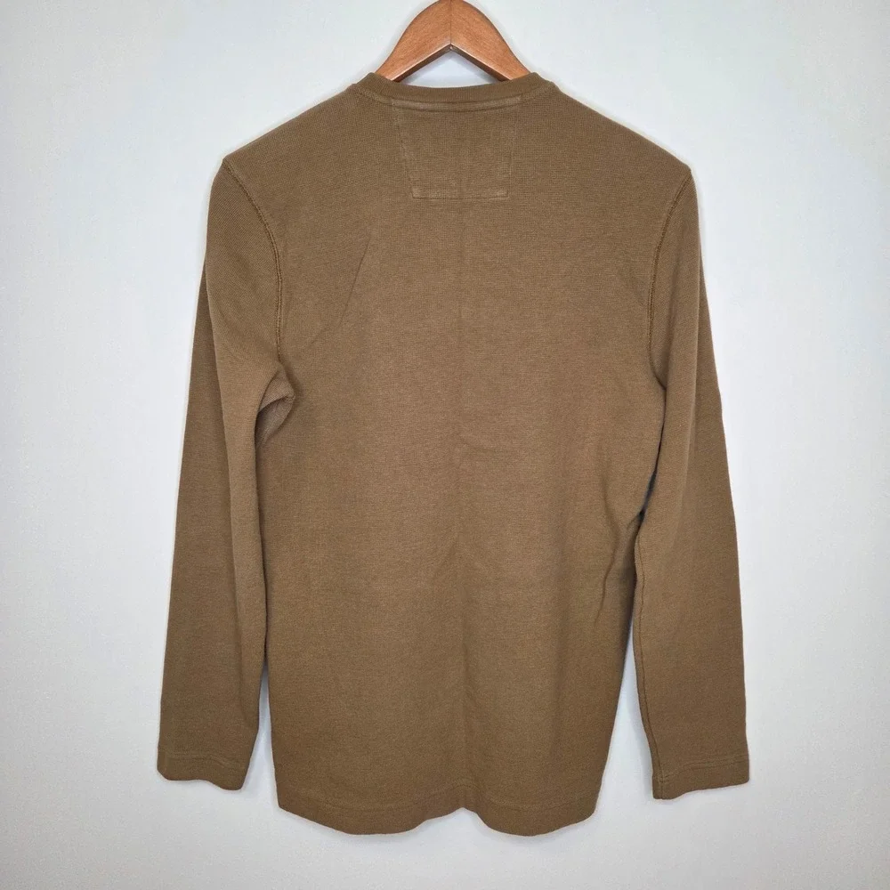 Banana Republic Mens M Brown Waffle Knit Thermal Long‎ Sleeve Crewneck Shirt